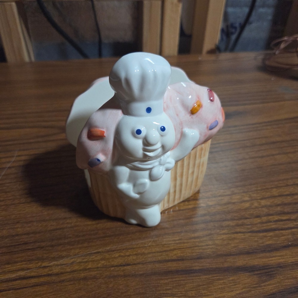 Vintage Pillsbury Doughboy Cupcake Ceramic Napkin Holder Benjamin & Medwin 1988